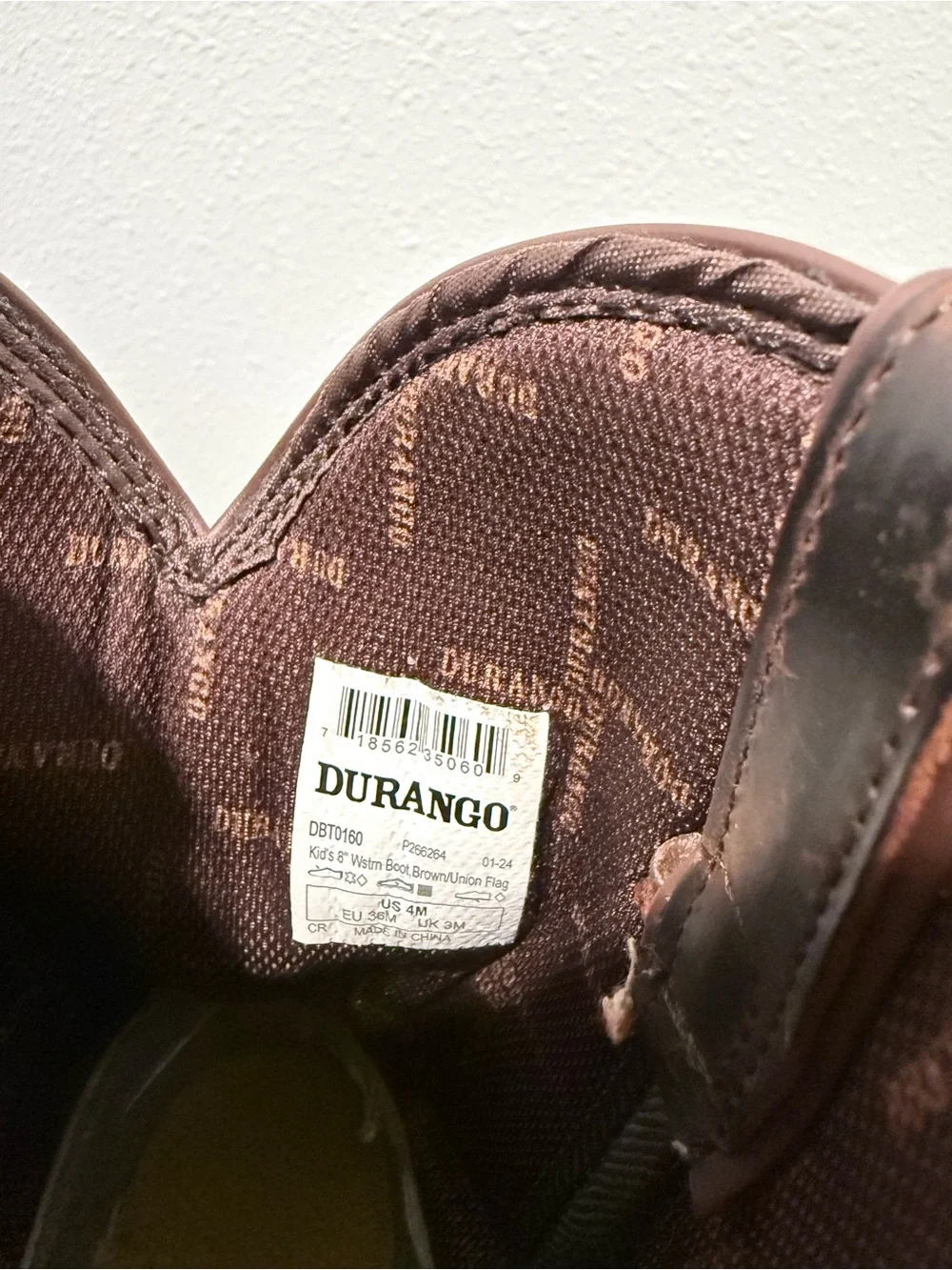 Durango Kids Brown Western Boots with Flag Shaft